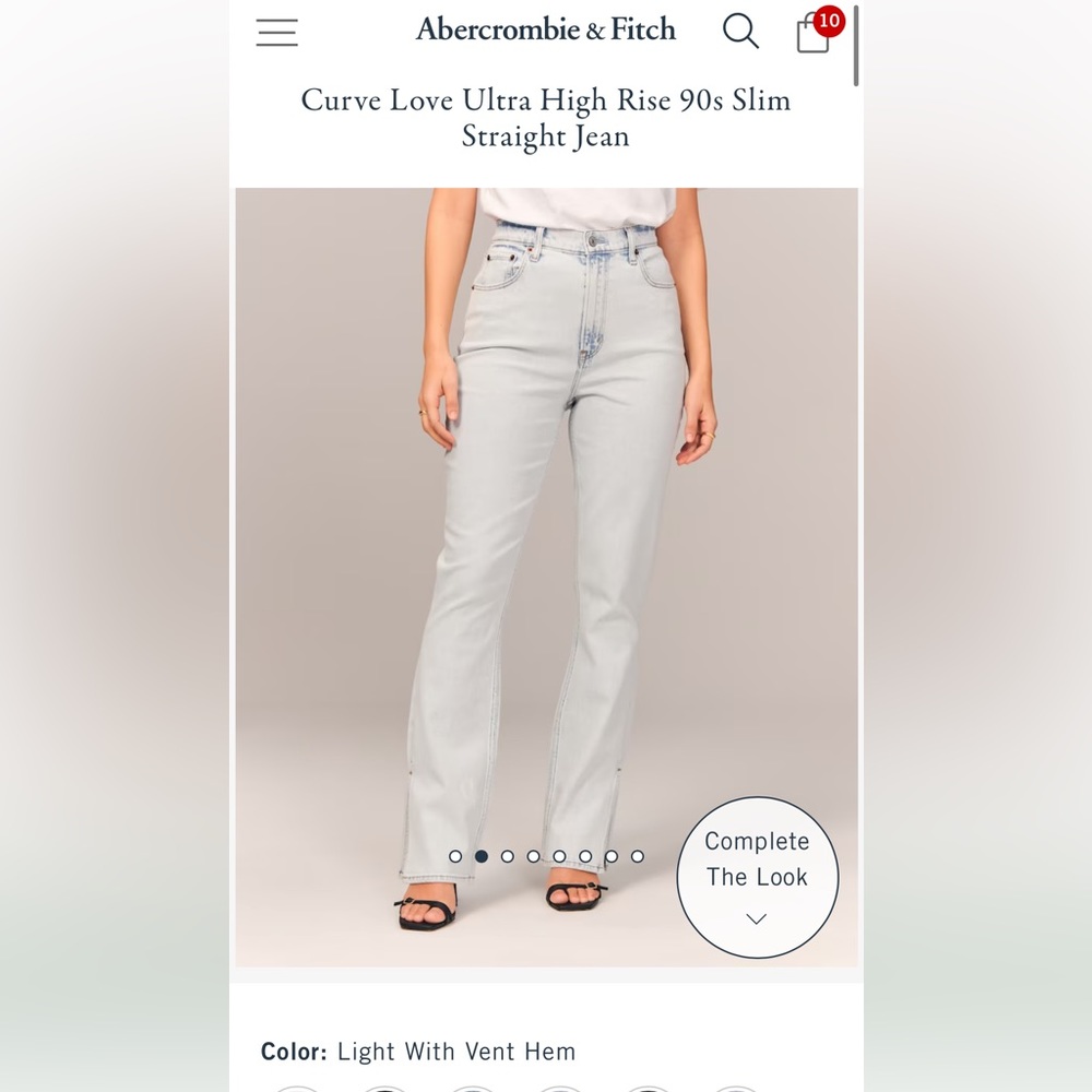 Abercrombie Curve Love Ultra High Rise 90s Slim Straight Jean with split Hem NWT